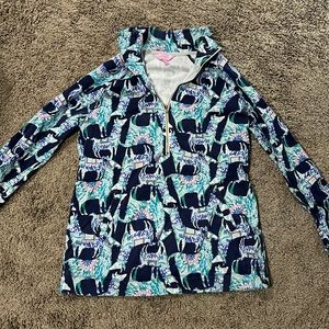 GUC Lilly Pulitzer Llama Print Quarter Zip Sweatshirt